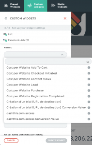 Actions metrics FB Ads