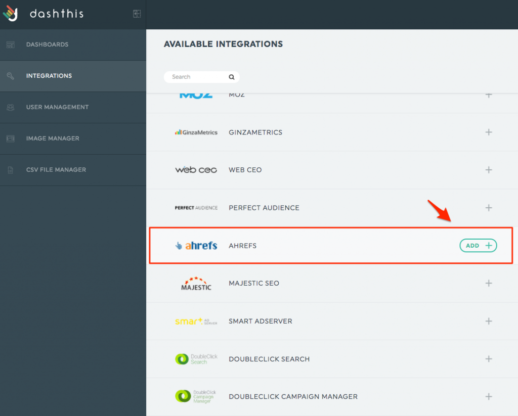 How to create a dashboard report with Ahrefs SEO tool DashThis