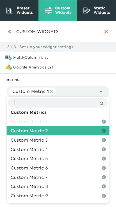 custom metric